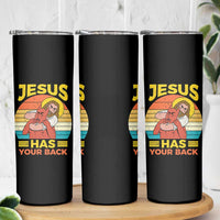 Funny Jesus Has Your Back Skinny Tumbler Jiu Jitsu Retro Christian - Wonder Print Shop