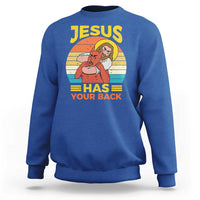 Funny Jesus Has Your Back Sweatshirt Jiu Jitsu Retro Christian - Wonder Print Shop