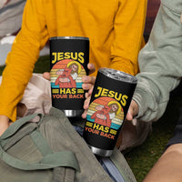 Funny Jesus Has Your Back Tumbler Cup Jiu Jitsu Retro Christian - Wonder Print Shop