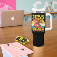 Funny Jesus Has Your Back Tumbler With Handle Jiu Jitsu Retro Christian - Wonder Print Shop
