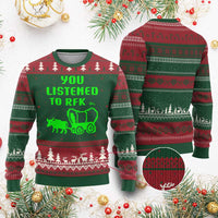 Funny You Listened To RFK Jr Ugly Christmas Sweater Oregon Trail Cow Wagon - Wonder Print Shop