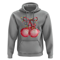 Christmas Coquette Pink Baubles Bow Hoodie