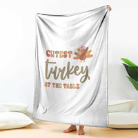 Funny Thanksgiving Turkey Throw Blanket Cutest Turkey At The Table Fall Season - Wonder Print Shop