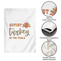 Funny Thanksgiving Turkey Garden Flag Cutest Turkey At The Table Fall Season - Wonder Print Shop