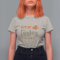 Funny Thanksgiving Turkey T Shirt For Women Cutest Turkey At The Table Fall Season - Wonder Print Shop