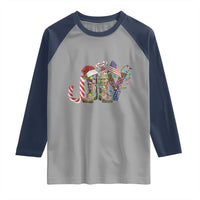 Christmas Veterans Raglan Shirt Joy Candy Cane American Flag - Wonder Print Shop