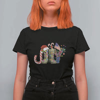 Christmas Veterans T Shirt For Women Joy Candy Cane American Flag - Wonder Print Shop