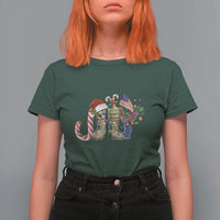 Christmas Veterans T Shirt For Women Joy Candy Cane American Flag - Wonder Print Shop