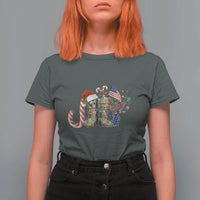 Christmas Veterans T Shirt For Women Joy Candy Cane American Flag - Wonder Print Shop