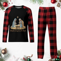 Christmas Begins With Christ Plaid Pajama Set Christian Xmas Nativity Scene - Wonder Print Shop