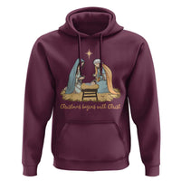 Christmas Begins With Christ Hoodie Christian Christmas Nativity Scene