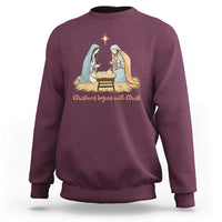 Christmas Begins With Christ Sweatshirt Christian Christmas Nativity Scene - Wonder Print Shop