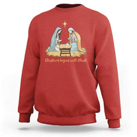 Christmas Begins With Christ Sweatshirt Christian Christmas Nativity Scene - Wonder Print Shop