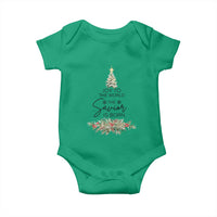 Funny Christmas Christian Faith Baby Onesie Joy To The World The Savior Is Born Xmas Tree
