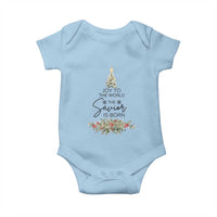 Funny Christmas Christian Faith Baby Onesie Joy To The World The Savior Is Born Xmas Tree