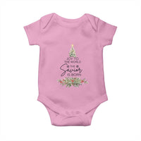 Funny Christmas Christian Faith Baby Onesie Joy To The World The Savior Is Born Xmas Tree