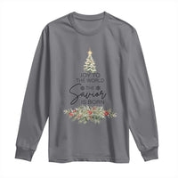 Funny Christmas Christian Faith Long Sleeve Shirt Joy To The World The Savior Is Born Xmas Tree