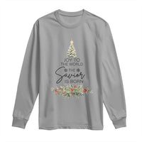 Funny Christmas Christian Faith Long Sleeve Shirt Joy To The World The Savior Is Born Xmas Tree