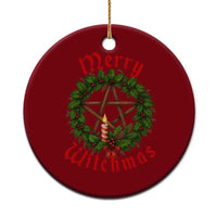 Nordic Christmas Ceramic Ornament Merry Witchmas Pagan Yule Xmas Wreath - Wonder Print Shop