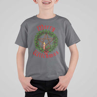 Nordic Christmas T Shirt For Kid Merry Witchmas Pagan Yule Xmas Wreath - Wonder Print Shop