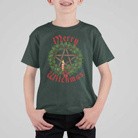 Nordic Christmas T Shirt For Kid Merry Witchmas Pagan Yule Xmas Wreath - Wonder Print Shop