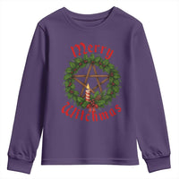 Nordic Christmas Youth Sweatshirt Merry Witchmas Pagan Yule Xmas Wreath - Wonder Print Shop