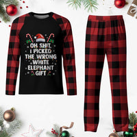 Funny Oh Shit I Picked The Wrong White Elephant Gift Plaid Pajama Set Christmas Gift Exchange Santa Hat - Wonder Print Shop