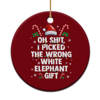 Funny Oh Shit I Picked The Wrong White Elephant Gift Ceramic Ornament Christmas Gift Exchange Santa Hat - Wonder Print Shop