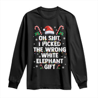 Funny Oh Shit I Picked The Wrong White Elephant Gift Long Sleeve Shirt Christmas Gift Exchange Santa Hat - Wonder Print Shop