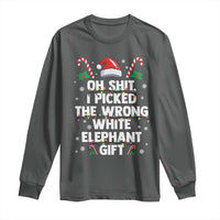 Funny Oh Shit I Picked The Wrong White Elephant Gift Long Sleeve Shirt Christmas Gift Exchange Santa Hat - Wonder Print Shop