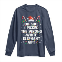 Funny Oh Shit I Picked The Wrong White Elephant Gift Long Sleeve Shirt Christmas Gift Exchange Santa Hat - Wonder Print Shop