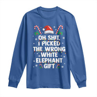 Funny Oh Shit I Picked The Wrong White Elephant Gift Long Sleeve Shirt Christmas Gift Exchange Santa Hat - Wonder Print Shop