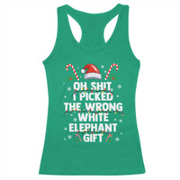 Funny Oh Shit I Picked The Wrong White Elephant Gift Racerback Tank Top Christmas Gift Exchange Santa Hat - Wonder Print Shop