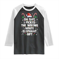 Funny Oh Shit I Picked The Wrong White Elephant Gift Raglan Shirt Christmas Gift Exchange Santa Hat - Wonder Print Shop