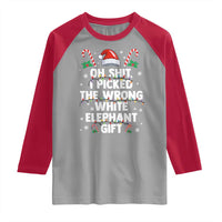 Funny Oh Shit I Picked The Wrong White Elephant Gift Raglan Shirt Christmas Gift Exchange Santa Hat - Wonder Print Shop