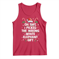 Funny Oh Shit I Picked The Wrong White Elephant Gift Tank Top Christmas Gift Exchange Santa Hat - Wonder Print Shop