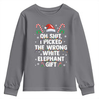 Funny Oh Shit I Picked The Wrong White Elephant Gift Youth Sweatshirt Christmas Gift Exchange Santa Hat - Wonder Print Shop