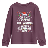 Funny Oh Shit I Picked The Wrong White Elephant Gift Youth Sweatshirt Christmas Gift Exchange Santa Hat - Wonder Print Shop