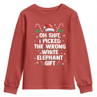 Funny Oh Shit I Picked The Wrong White Elephant Gift Youth Sweatshirt Christmas Gift Exchange Santa Hat - Wonder Print Shop