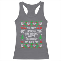 Funny Oh Shit I Picked The Wrong White Elephant Gift Racerback Tank Top Christmas Gift Exchange - Wonder Print Shop