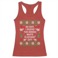 Funny Oh Shit I Picked The Wrong White Elephant Gift Racerback Tank Top Christmas Gift Exchange - Wonder Print Shop