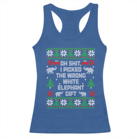 Funny Oh Shit I Picked The Wrong White Elephant Gift Racerback Tank Top Christmas Gift Exchange - Wonder Print Shop