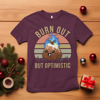 Funny Christmas Pudding T Shirt Burn Out But Optimistic Blue Flame - Wonder Print Shop
