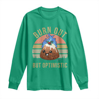 Funny Christmas Pudding Long Sleeve Shirt Burn Out But Optimistic Blue Flame - Wonder Print Shop