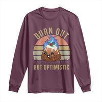Funny Christmas Pudding Long Sleeve Shirt Burn Out But Optimistic Blue Flame - Wonder Print Shop