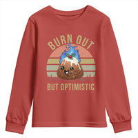 Funny Christmas Pudding Youth Sweatshirt Burn Out But Optimistic Blue Flame - Wonder Print Shop