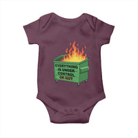 Funny Dumpster Fire Baby Onesie Everything Is Under Control Or Not - Wonder Print Shop