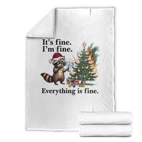 Christmas Hanukkah Racoon Throw Blanket Funny Its Fine I Am Fine Everything Is Fine - Wonder Print Shop