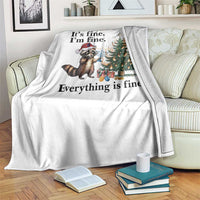 Christmas Hanukkah Racoon Throw Blanket Funny Its Fine I Am Fine Everything Is Fine - Wonder Print Shop
