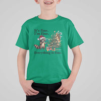 Christmas Hanukkah Racoon T Shirt For Kid Funny Its Fine I Am Fine Everything Is Fine - Wonder Print Shop